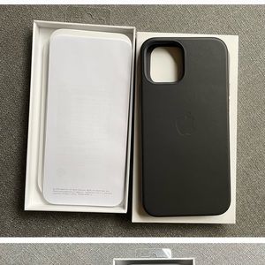 Brand new Apple leather case compatible with iPhone 12 and 12 pro. Black.